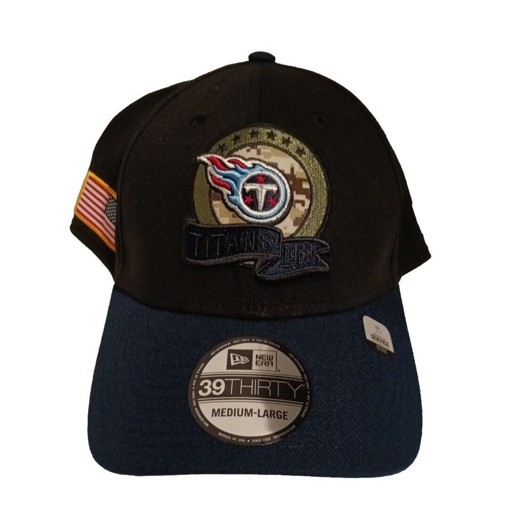 Tennessee Titans New Era Black/Navy 2022 Salute To Service 39THIRTY Flex Hat M/L